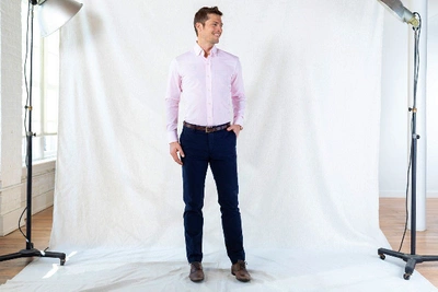 Shop Ledbury Men's Pink Fairlake Check Dress Shirt Cotton