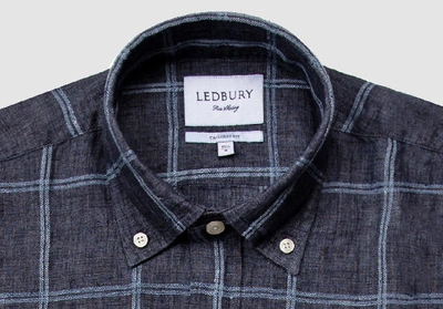 Shop Ledbury Men's Lyonhurst Linen Casual Shirt Cadet Blue Cotton/linen