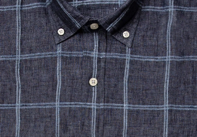 Shop Ledbury Men's Lyonhurst Linen Casual Shirt Cadet Blue Cotton/linen