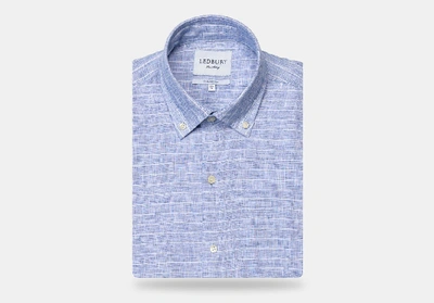Shop Ledbury Men's Blue Short Sleeve Tremont Stripe Linen Casual Shirt Cotton/linen