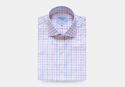 Shop Ledbury Men's Pink Wistrom Check Dress Shirt Classic Cotton