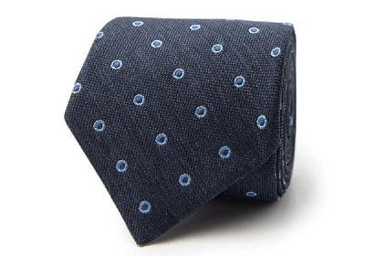 Shop Ledbury Men's Navy Blue Bateman Tie Silk