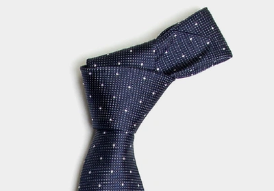 Shop Ledbury Men's Navy Blue Fischer Tie Silk