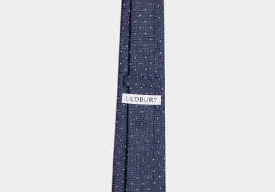 Shop Ledbury Men's Navy Blue Fischer Tie Silk