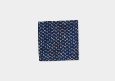 Shop Ledbury Men's Dark Blue Dover Pocket Square Silk