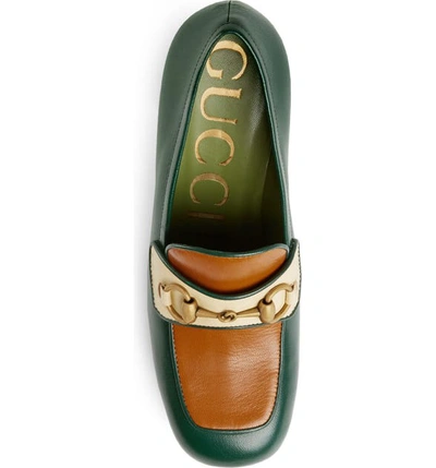 Shop Gucci Houdan Platform Pump In Green/ Orange/ White