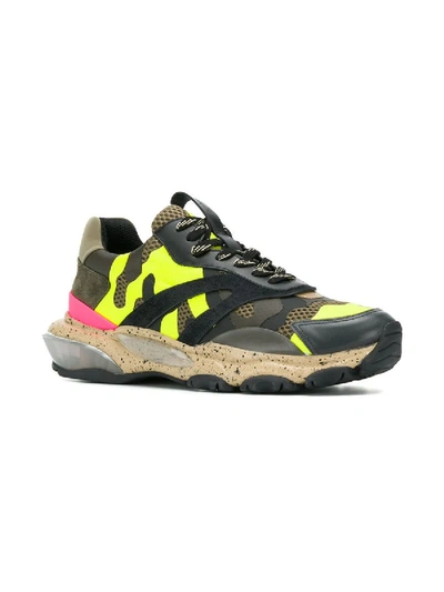 Shop Valentino Bounce Camouflage Sneakers In Yellow
