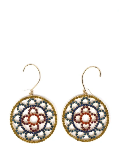 Shop Area Multicoloured Crystal Crochet Earrings In Oro Cristallo Multi