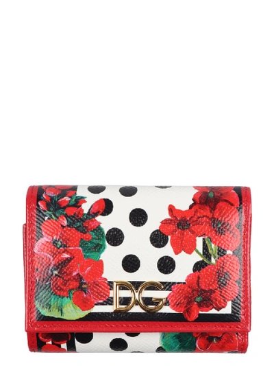 Shop Dolce & Gabbana Printed Leather Wallet In Rosso Fantasia