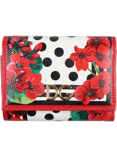 Shop Dolce & Gabbana Printed Leather Wallet In Rosso Fantasia