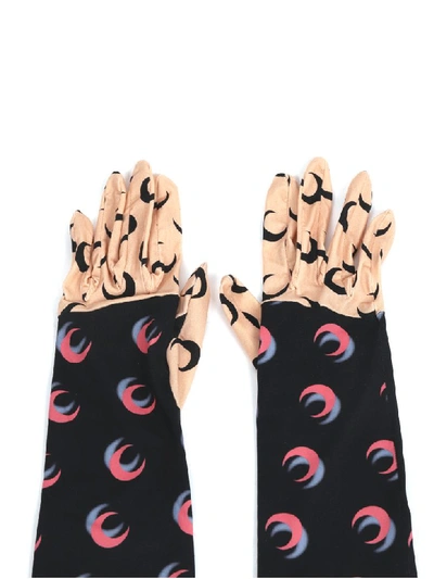 Shop Marine Serre Bi-print Gloves In Nero/rosa