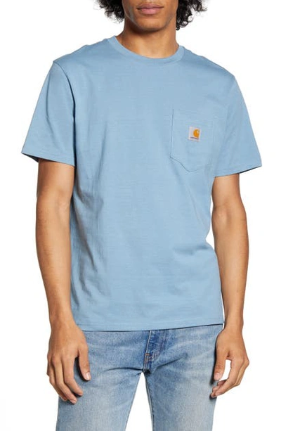 Shop Carhartt Logo Pocket T-shirt In Cold Blue