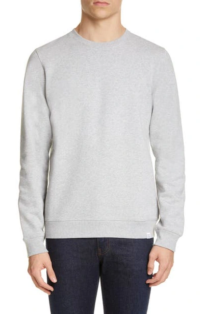 Shop Norse Projects Vagn Crewneck Cotton Sweatshirt In Light Grey Melange