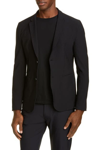 Shop Emporio Armani Trim Fit Stretch Knit Sport Coat In Black