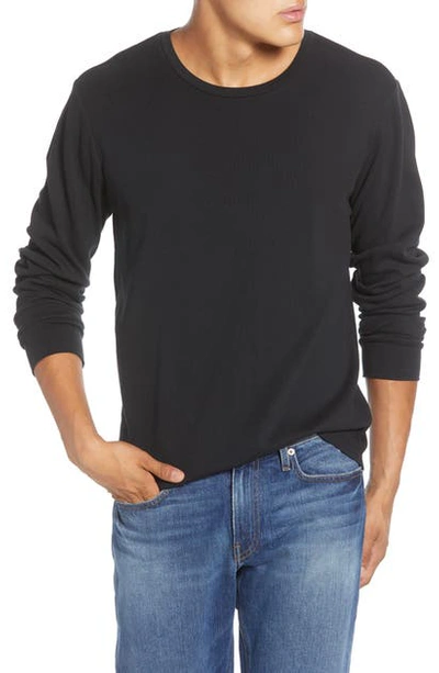 Shop Frame Slim Fit Thermal Long Sleeve T-shirt In Noir