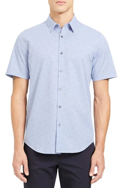 Shop Theory Irving Slim Fit Short Sleeve Button-up Shirt In Frost Multi
