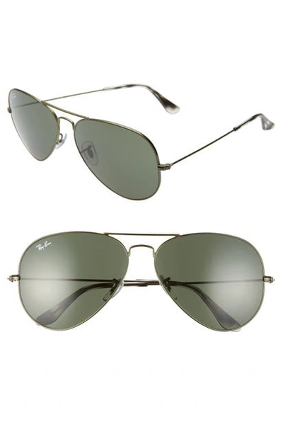 Shop Ray Ban 62mm Aviator Sunglasses In Sand Transparent Green