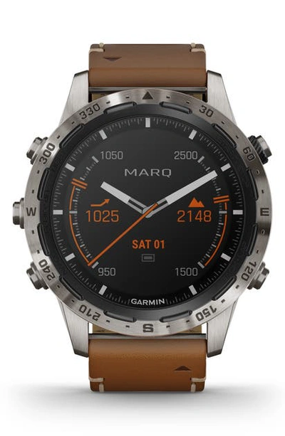 Shop Garmin Marq Adventurer Smart Watch, 46mm In Brown