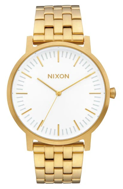 Shop Nixon Porter Bracelet Watch, 40mm In Gold/ White/ Gold