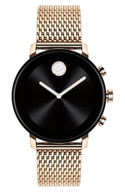 Shop Movado Bold Connect 2.0 Glitz Mesh Band Smart Watch, 40mm In Carnation Gold