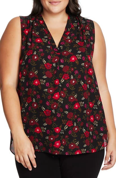Shop Vince Camuto Forest Bouquet Sleeveless Top In Rich Black