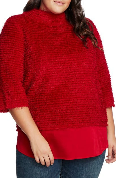 Shop Vince Camuto Eyelash Chenille Sweater In Tulip Red