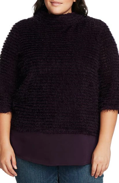 Shop Vince Camuto Eyelash Chenille Sweater In Blackberry
