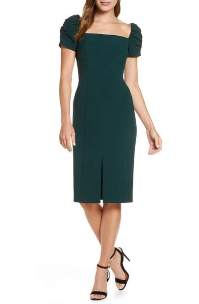 Shop Eliza J Square Neck Sheath Dress In Green