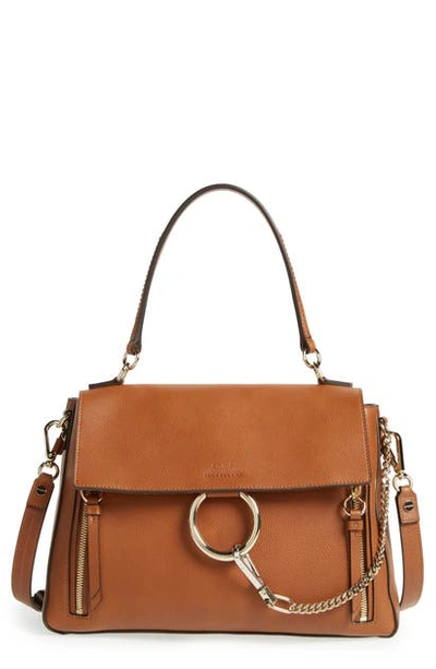 Shop Chloé Medium Faye Leather Shoulder Bag - Brown In Tan