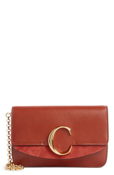 Shop Chloé Mini Leather Shoulder Bag In Sepia Brown