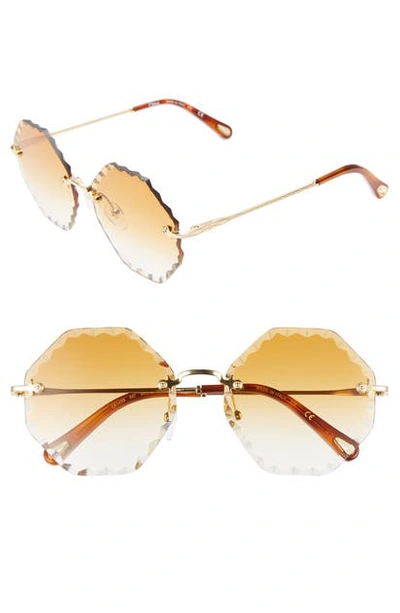 Shop Chloé Rosie 58mm Gradient Octagonal Rimless Sunglasses In Gold/ Gradient Brick