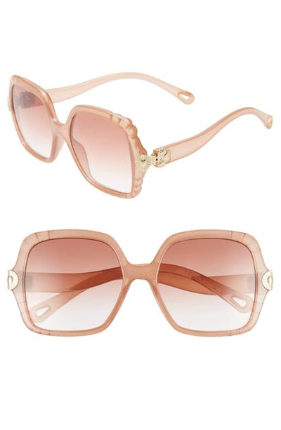 Shop Chloé Vera 55mm Square Sunglasses In Nude