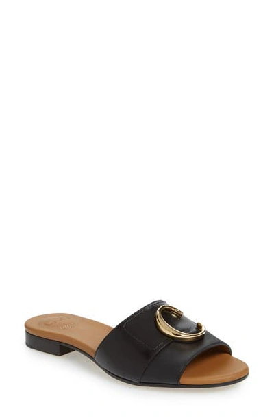 Shop Chloé Cstory Slide Sandal In Black Leather