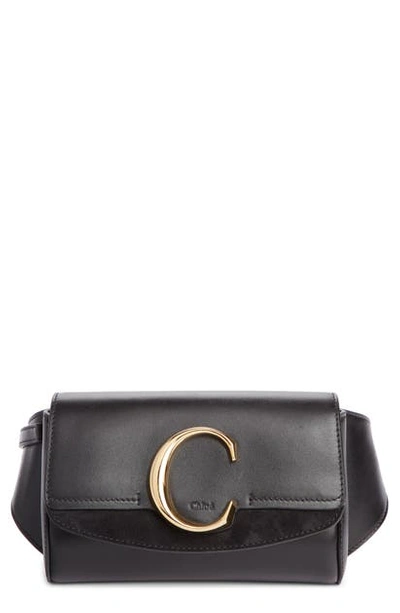Shop Chloé C Leather Convertible Belt Bag In Black