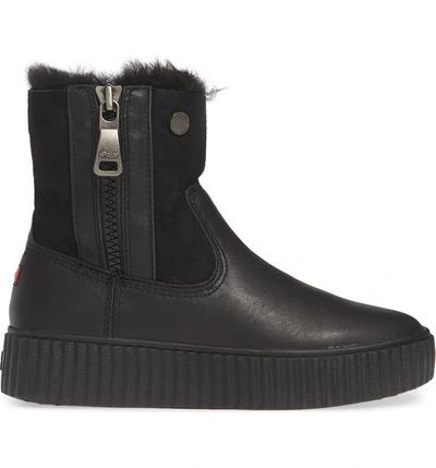 Shop Pajar Caline Genuine Shearling Lined Waterproof Boot In Black Leather