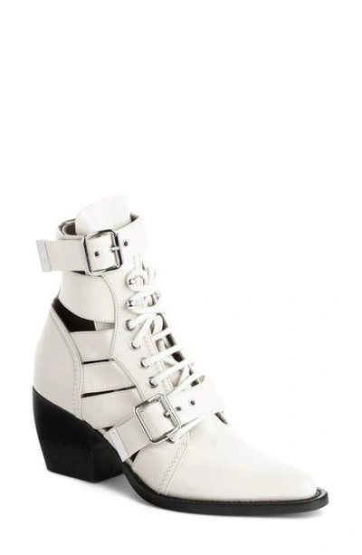 Shop Chloé Rylee Caged Pointy Toe Boot In White