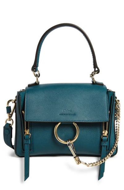 Shop Chloé Mini Faye Day Leather Crossbody Bag - Blue In Navy Ink