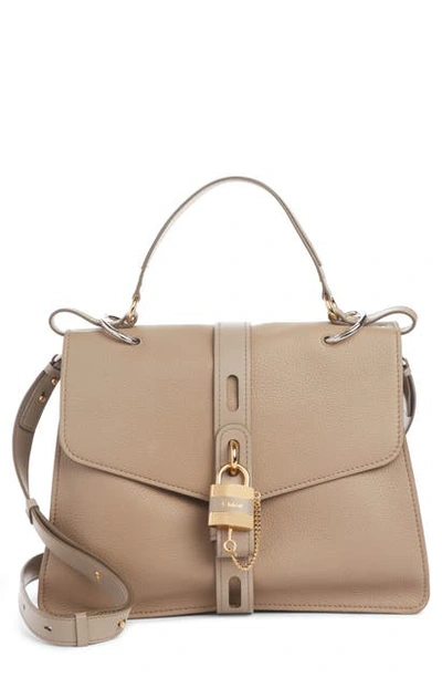 Shop Chloé Large Aby Leather Shoulder Bag In Motty Grey