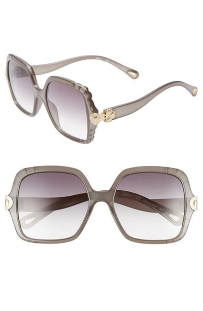 Shop Chloé Vera 55mm Square Sunglasses In Dark Grey