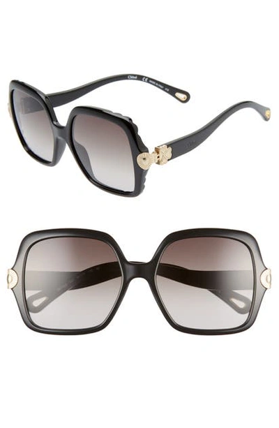 Shop Chloé Vera 55mm Square Sunglasses In Black/ Grey Gradient