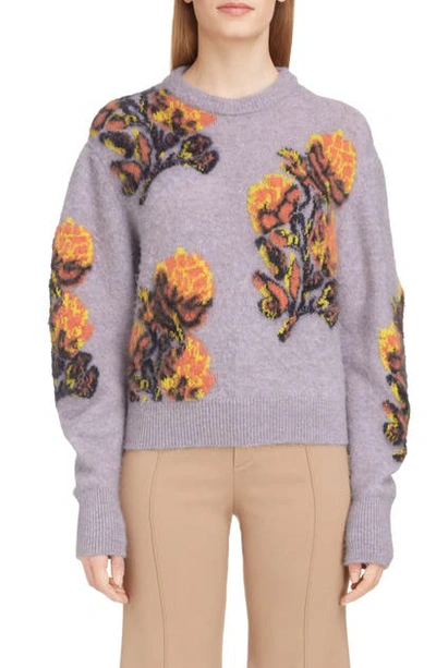 Shop Chloé Solar Floral Jacquard Sweater In Foggy Lilac