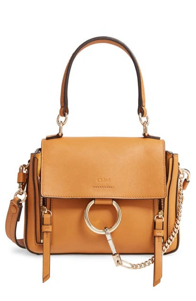 Shop Chloé Mini Faye Day Leather Crossbody Bag In Autumnal Brown