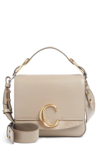 Shop Chloé Small C Convertible Leather Bag In Motty Grey