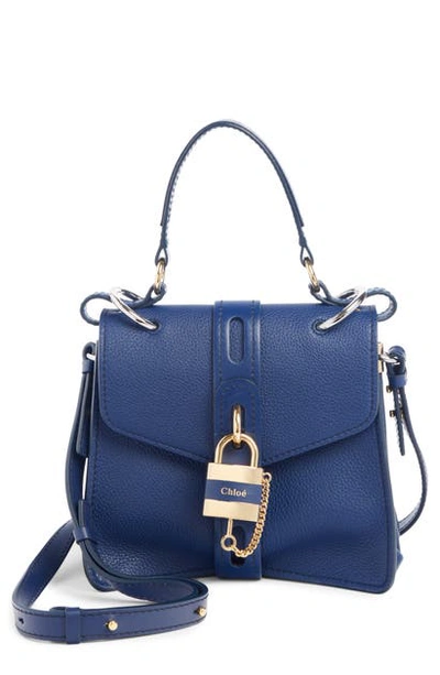 Shop Chloé Small Aby Leather Convertible Bag In Captive Blue