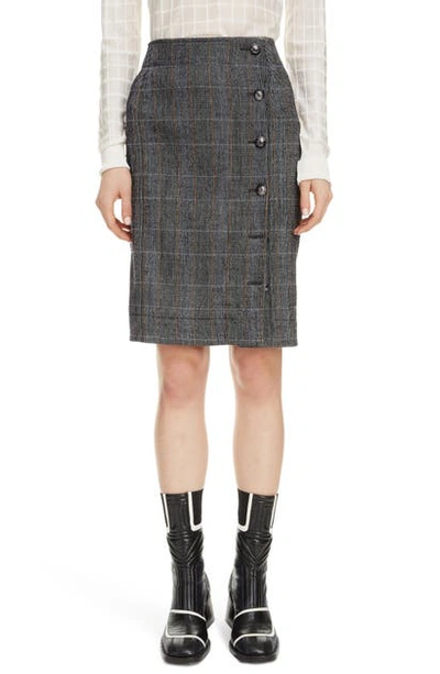 Shop Chloé Plaid Stretch Wool Pencil Skirt In Minimal Grey