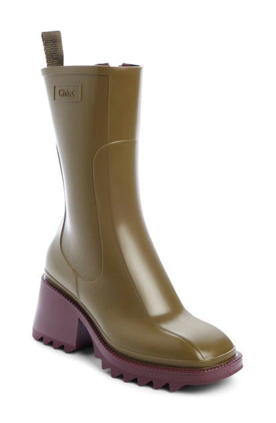 Shop Chloé Betty Rain Boot In Santal Green