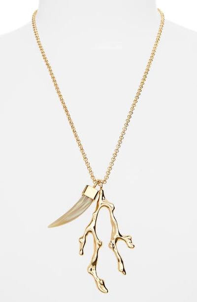 Shop Chloé Horn Pendant Necklace In Gold