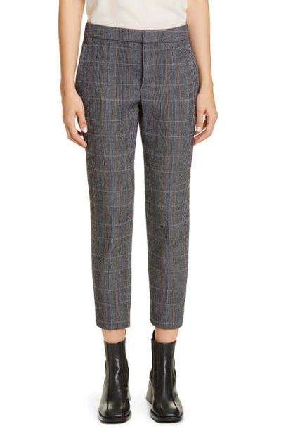 Shop Chloé Checked Stretch Wool Crop Pants In Minimal Grey