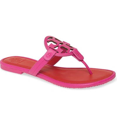 Shop Tory Burch Miller Flip Flop In Imperial Pink/ Brilliant Red