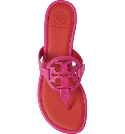 Shop Tory Burch Miller Flip Flop In Imperial Pink/ Brilliant Red